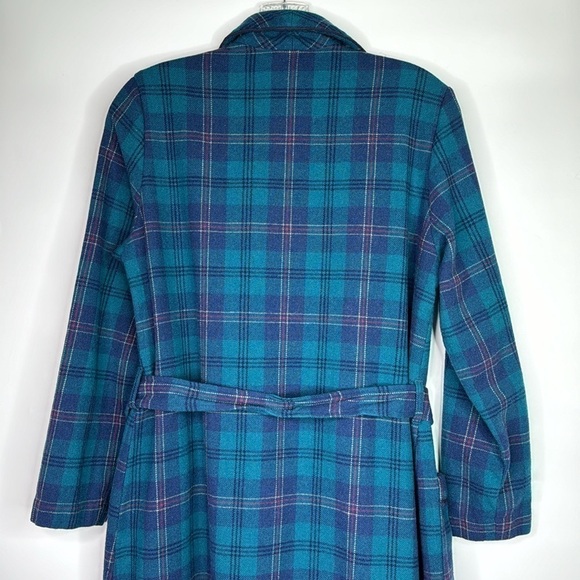 Vintage Pendleton Wool Blue Plaid Tartan Robe Size Medium - Picture 5 of 10